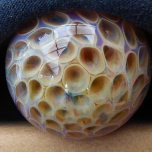 Glass pipe honeycomb Boro/Pyrex Amber Purple over clear Thick honeycomb half-marble on cobalt pipe Made in the U.S.