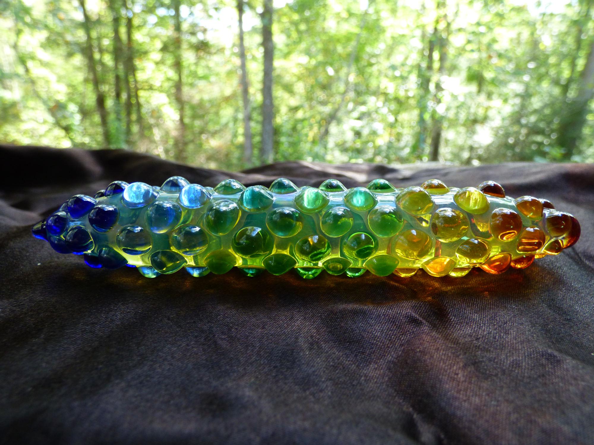 Handblown glass massage tool for foot massages, hands, and acupressure pressure points