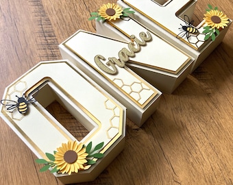 Sunflower Bee Birthday 3D Letters: First Bee-day Party Decor