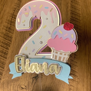 Eis Kuchen Topper, personalisiert Eis Kuchen Topper, süße Leckereien Geburtstag Party Dekor, Donut Kuchen Topper, Eis Geburtstagsparty