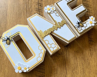 Floral Bee Birthday 3D Letters: First Birthday Party Decor