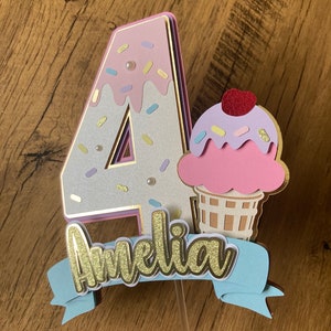 Ice Cream Cake Topper, Sweet Treats Birthday Party Decor, Two Sweet Cake Topper, Ice Cream Birthday Decor