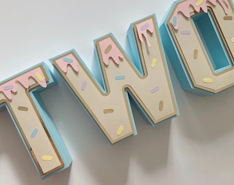 Two Sweet 3D Letters, Ice Cream Birthday Party Props