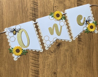 Sunflower Bee Hochstuhl Banner: Erster Geburtstag Dekor