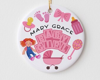 Personalized Girl Pregnancy Announcement. Baby Reveal Announcement. Baby gender reveal decorations. Expecting baby ornament. O044 23-22