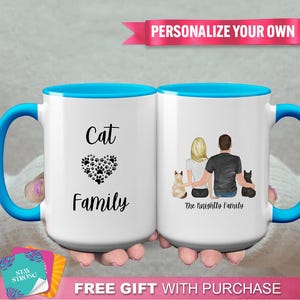 Personalized Cat Family Mug – Custom Cat Owner Gift, Cat Dad or Cat Mom Mug, Gifts for Cat Lovers, Custom Pet Mug with Names, Handmade Cat L
