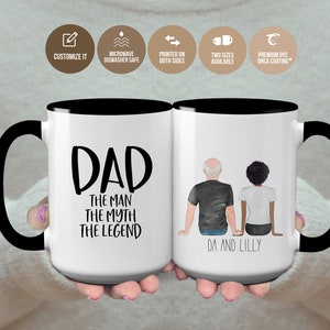 Customizable Fathers Day Gift from Daughter Dad The Man The Myth The Legend Coffee Cup Father Daughter Mug Personalized Gifts S1060 ABB