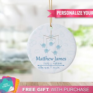 Birth Announcement Baby Boy Ornament, Birth Stats Ornament, Its A Boy Birth Announcement Ornament, Custom Ornament, Christmas Ornament Gift