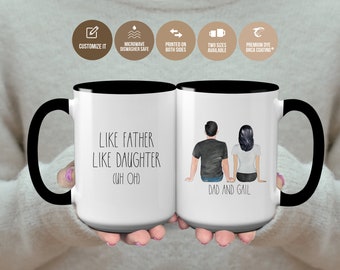 Father Daughter Mug, Like Father Like Daughter Uh Oh Mug, Funny Gift from Daughter, Personalized Father's Day Gift for Dad, Dad Daughter Mug