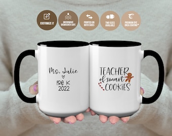 Custom 'Teacher of Smart Cookies' Mug Design, Customizable Name, Grade & Year, Teacher Appreciation Gifts, Personalized Teacher Mug Gift