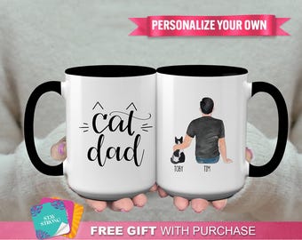 Customized "Cat Dad" Mug - Cat Lover Gift, Present For Cat Dad, Unique Gift, Personalized Cat Mug For Father's Day From Fur Baby