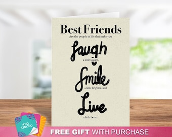 Best Friends Greeting Card, Best Friend Greeting Card For Birthday, Anniversary or Special Occasion, Friendship Appreciation Greeting Card