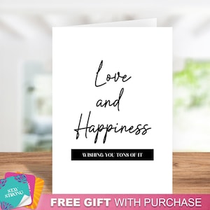 Celebrate &quot;Love and Happiness&quot; Wedding Card for the Happy Couple, Handmade Wedding Card, Happily Ever After, Congratulations Card