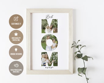 Mother's Day Wall Art, Best Mom Ever: Personalized Photo Wall Art, Meaningful Mother's Day Gift, Heartfelt Photo Collage Wall Art, Wall Art