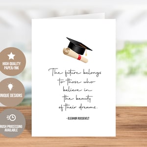 Graduation Card for Her: The future belongs to those who in the beauty of their dreams! College Graduation 2023, Best Friend Graduation Card