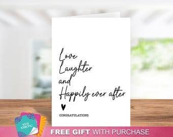 Wedding "Love, Laughter and Happily Ever After" Card - Wedding Day Card, Congratulations Wedding Card, Wedding Greeting Card, Mr and Mrs