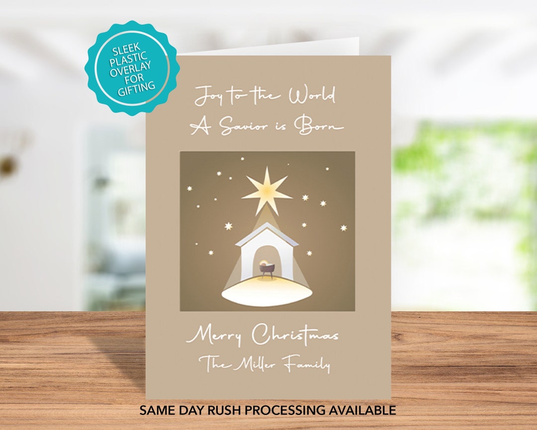 Religious Family Christmas Card, Nativity Scene Christmas Card, Joy to ...