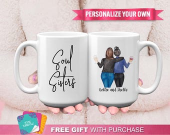 Customized "Soul Sisters" Mug - Perfect Best Friend Gift & Personalized Friendship Mug. Show Your BFF You Love Her With A Custom Mug Gift