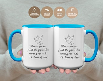 St Francis, Minimalistic Christian Merch, Catholic Gifts for Women, Resilience Quote, Large Coffee Mug, Christian Mugs for women. S008 22-34