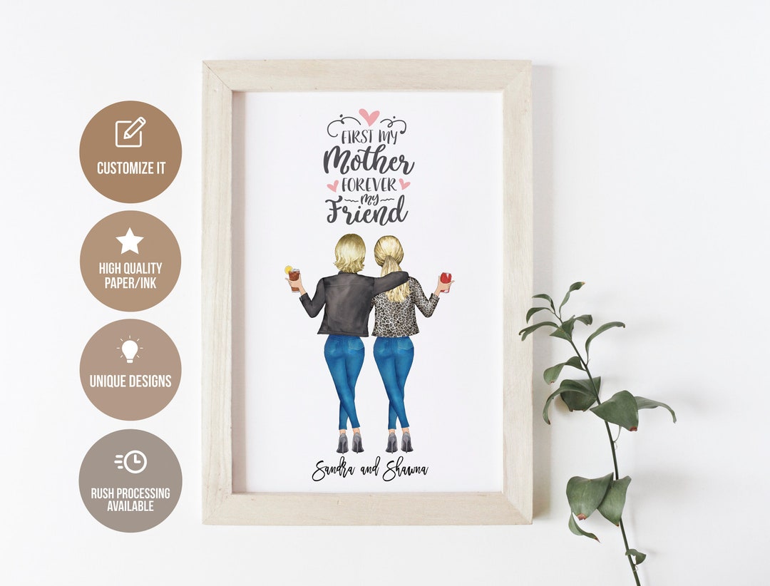 First My Mother Forever My Friend Wall Art, Custom Mother Daughter Wall