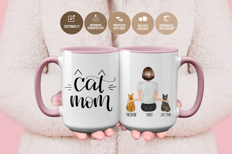 Custom Cat Mom Mug, Cat Mother Mug, Cat Mom Gift, Cat Lover Gift, Best Friend Mug, Cat Mother Gift, Gift for Cat Lovers, Personalized Cat image 1