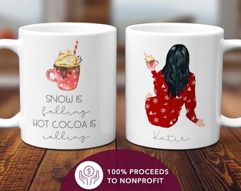 Personalized Christmas Gift for Best Friend Custom Best Friend Gifts Christmas Mug Snow Is Falling Hot Cocoa is Calling Customizable S1279