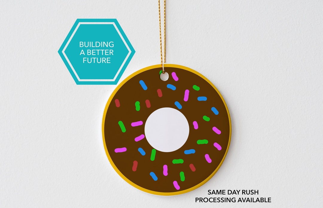Donut Christmas Ornament, Chocolate Donut Holiday Ornament, Donut