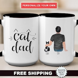 Customized &quot;Cat Dad&quot; Mug - Cat Lover Gift, Present For Cat Dad, Unique Gift, Personalized Cat Mug For Father&#39;s Day From Fur Baby
