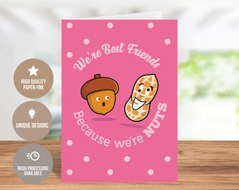 We're Best Friends Because We're NUTS Greeting Card, Galentine's Day Greeting Card, Best Friend Greeting Card, Friendship BFF Greeting Card