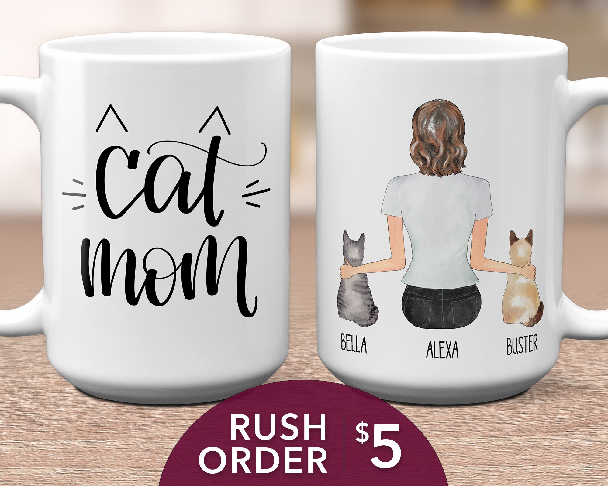 Cat Mom Mug - Personalized Cat Mom Mug - LoveOnPrints