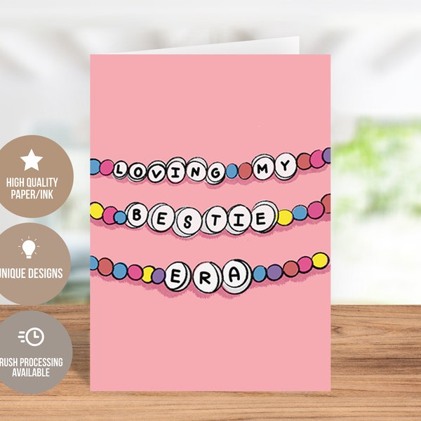 Loving My Bestie Era Greeting Card, Valentines Day Card For Best Friend, Galentines Day Card For BFF, Friendship Bracelet Card, Besties Card