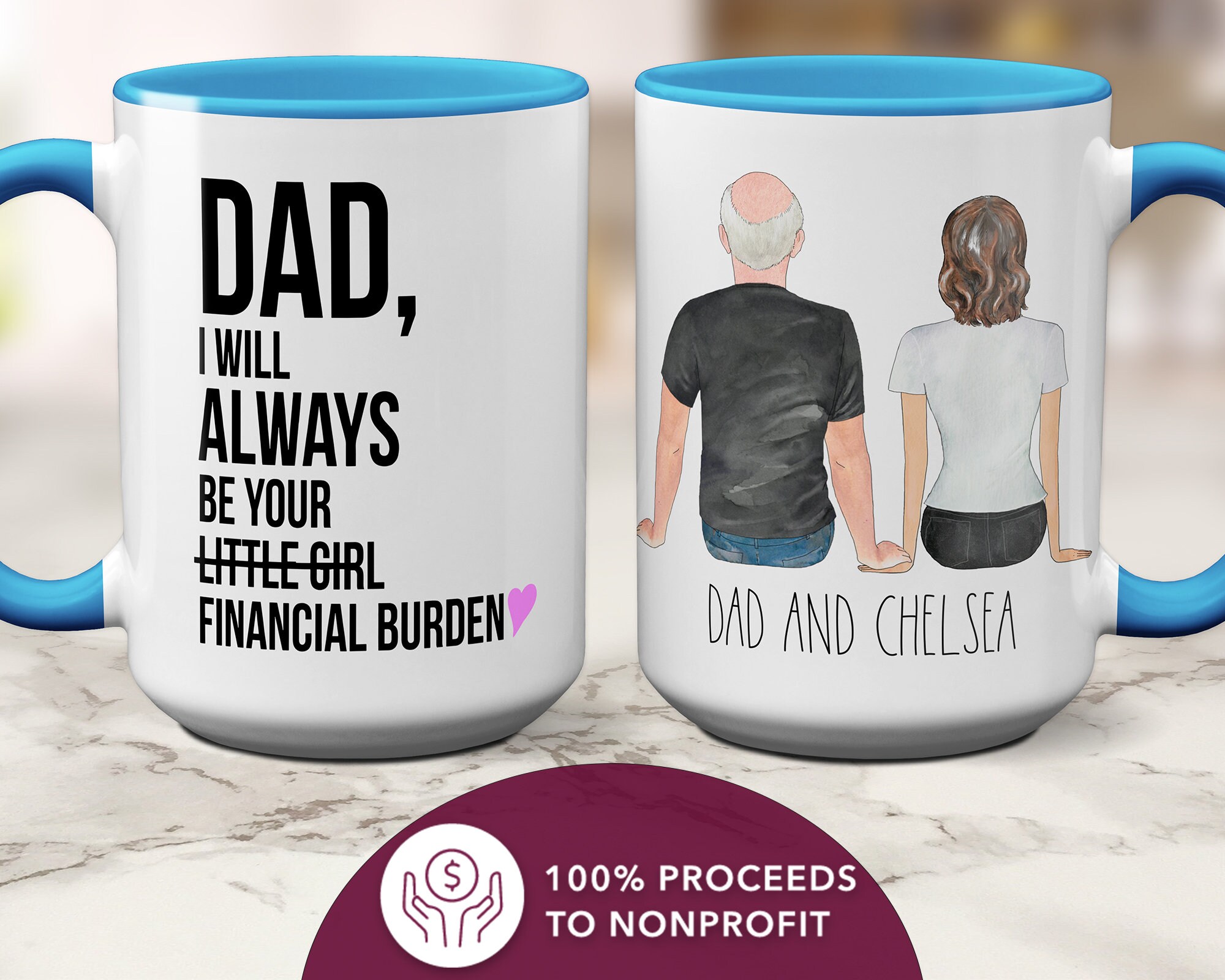 Download Funny Fathers Day Gift From Daughter Customizable Coffee Mug Etsy