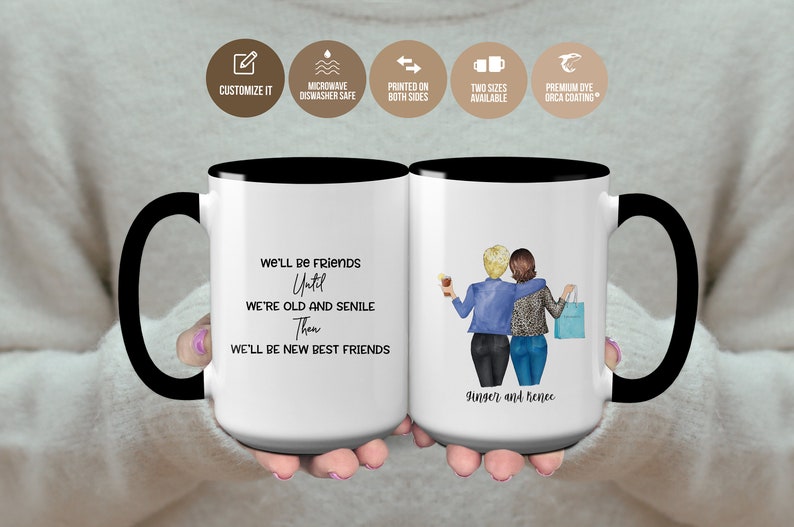 Old and Senile Best Friends Mug: Perfect Gift for Lifelong Friendship, Best Friend Gift, Inspirational Mug, Friendship Mug, Heartwarming Mug image 1