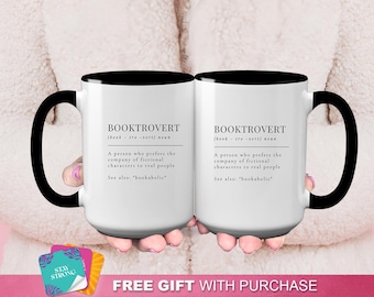 Booktrovert Mug "A Person Who Prefers the Company of Fictional Characters to Real People" - Gifts for Readers Introverts Booklovers