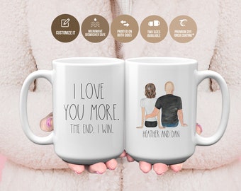 I Love You More Personalized Valentines Day Mug Gift for Boyfriend Husband Valentine's Day Gifts for Him Customizable Mugs