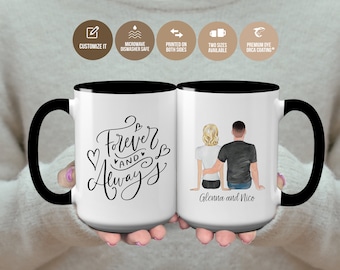 Forever and Always Personalized Mug Customized Gifts Valentines Day Gift for Him Boyfriend Gift Gift for Husband Gift for Him S0149 ABB