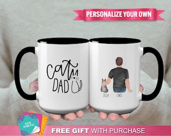 Personalized "Cat Dad" Mug- Cat Dad Gift, Custom Cat Dad Mug, Cat Lovers Gifts, Cat Dad Name and Cat Name, Gifts for Cat Owners
