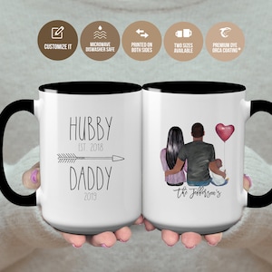Dad Mug, Hubby Daddy Mug, Family Portrait Mug For Dad From Wife And Child, Gift For Dad, Dad Appreciation Mug, Husband Appreciation Mug, Dad image 1