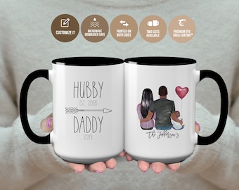 Dad Mug, Hubby Daddy Mug, Family Portrait Mug For Dad From Wife And Child, Gift For Dad, Dad Appreciation Mug, Husband Appreciation Mug, Dad