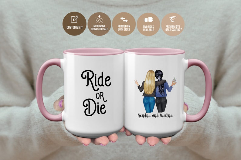 Ride Or Die Mug Gift For Best Friend, Best Friend Gift, Ride Or Die Friendship Mug Gift, Gift For Best Friend Custom Mug, Gift For Friend image 1