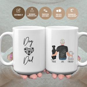 Dog Dad Mug with Customizable Name, Pet(s) and Design, Personalized Mug for Dog Dad, Dad Dog Lover Gift, Gift for Dad, Mug for Dog Dad