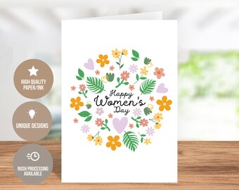 Floral Women's Day Greeting Card - Empowerment & Appreciation, Women's Achievements Card, Woman's Day Greeting Card