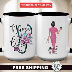 Customizable Mug  &quot;Nurse Life&quot; - Nurse Graduation Gift Mug, Gift for Nurse, Nursing Gift, Nurse Practitioner,  Personalized Nurse Mug