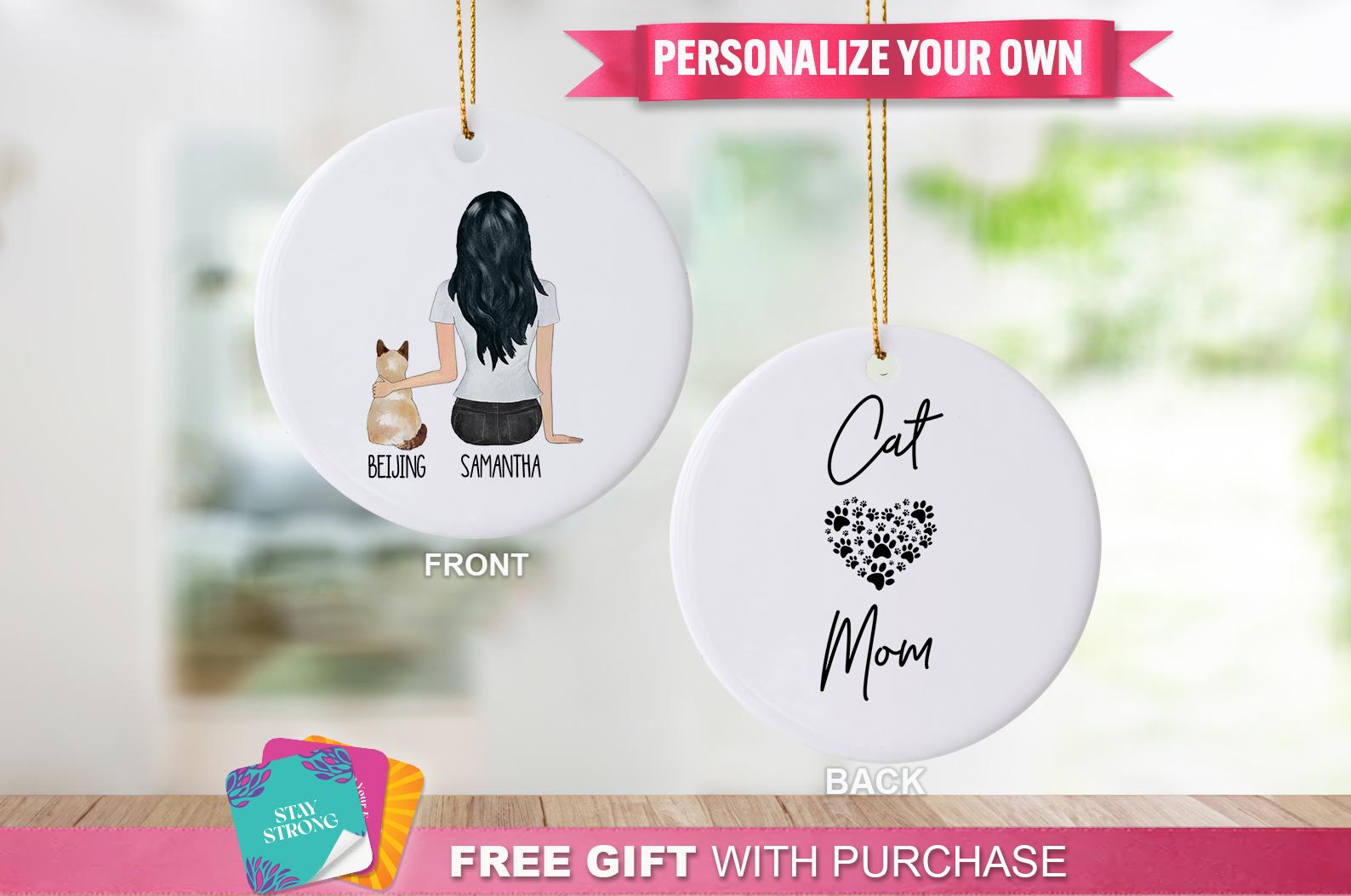 Personalized Cat Mom Ornament - Custom Cat Name Gift, Cat Lover Christmas Ornament, Cat Mom Gift from Pet, Cat Owner Keepsake, Cat Lady