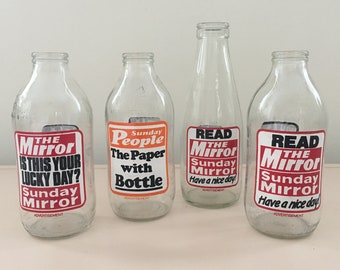 Satz Von 6 Antike Milch Flaschen Quart Grosse Sortiment Von Etsy