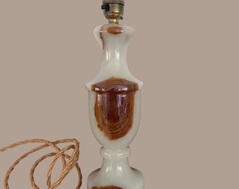 Vintage Marbled Onyx Lamp Base, Rewired