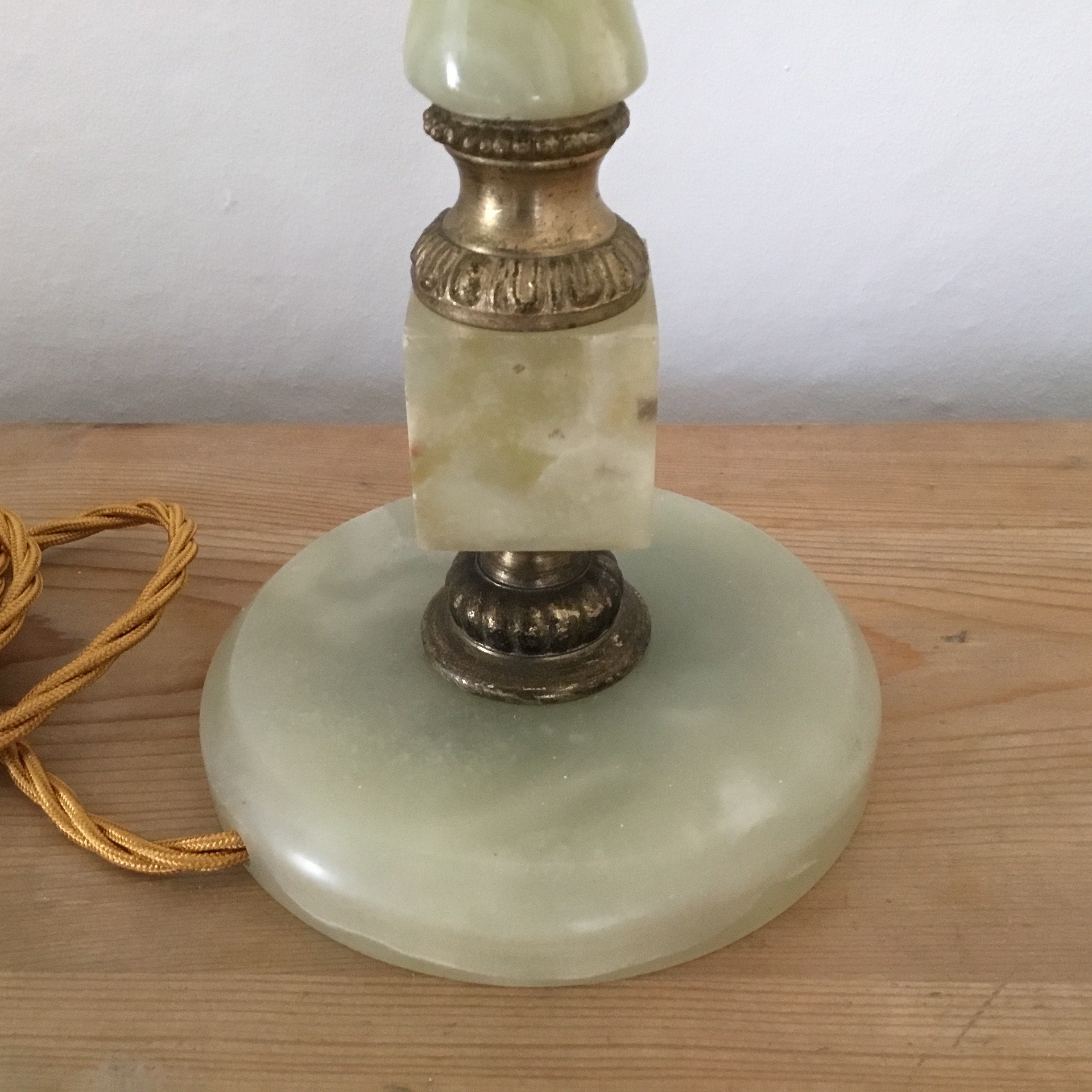 Vintage Green Onyx and Brass Lamp Base Etsy Australia