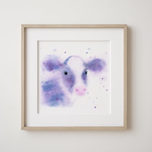 Cow Miniature Print | Loose Watercolour Cow Print | Calf Painting | Nursery Wall Art | Mini Animal Art | Watercolor Cow | Farm Animal Art