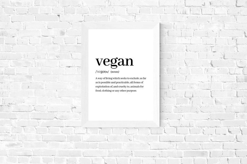 Vegan Definition Poster Vegan Wall Art Animal Rights Quote Etsy
