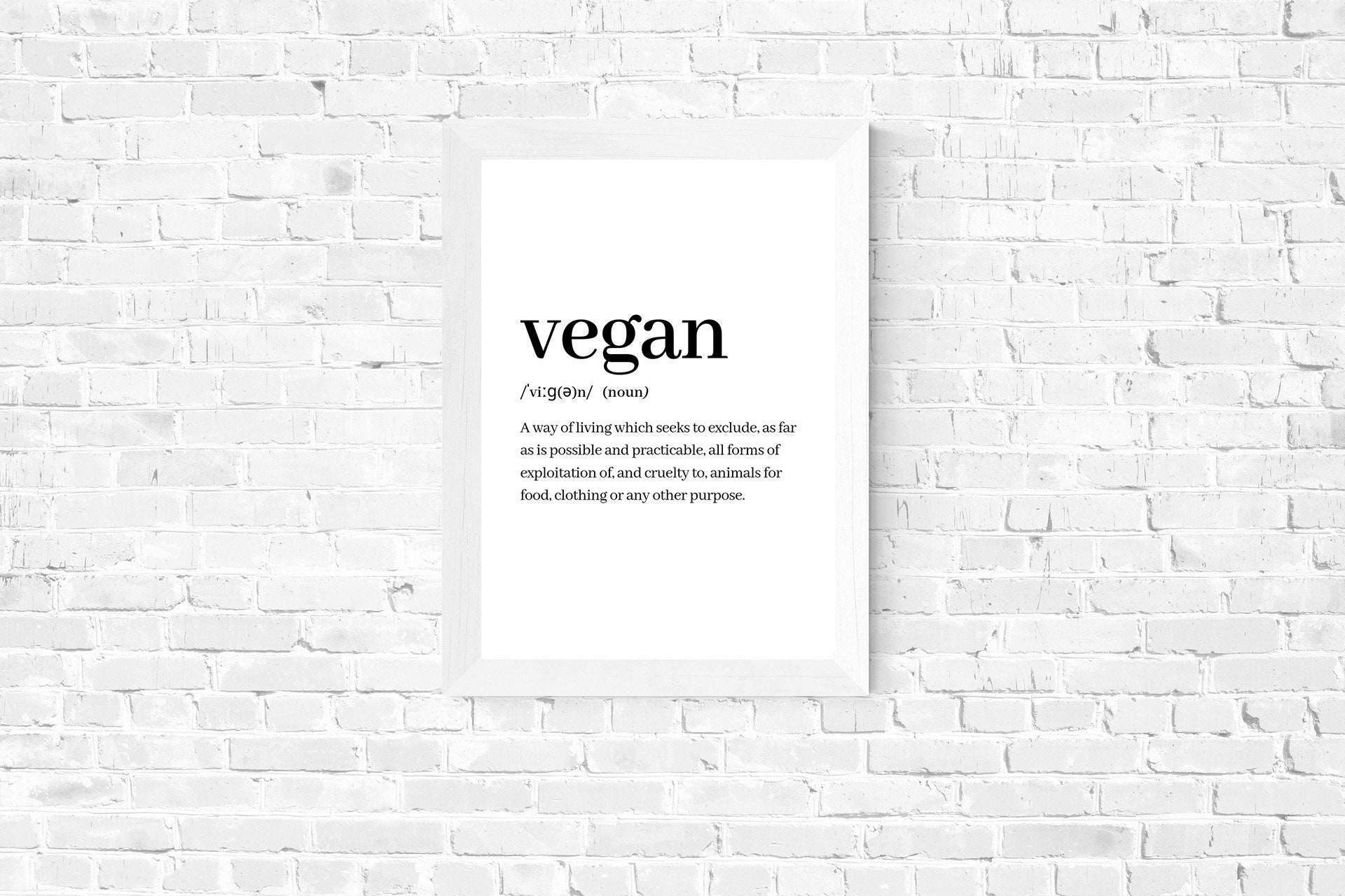 Vegan Definition Poster Vegan Wall Art Animal Rights Quote Etsy